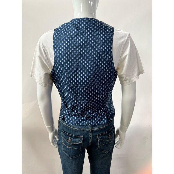 Hermes Mens Suit Vest Blue White 100% Silk Owls Novelty France US 38 Eur 48 - Picture 2 of 12